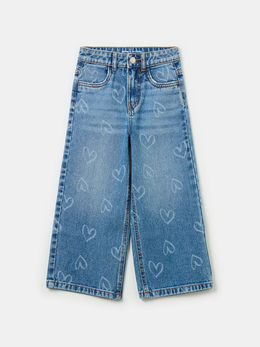 Wide-leg jeans with hearts print_0