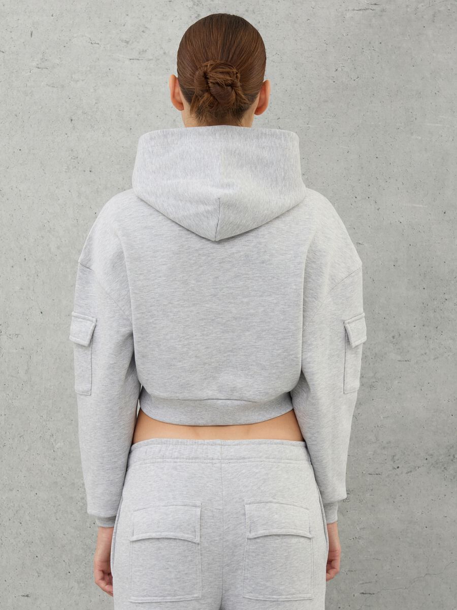 Crop Cargo Hoodie Grey Mélange_3