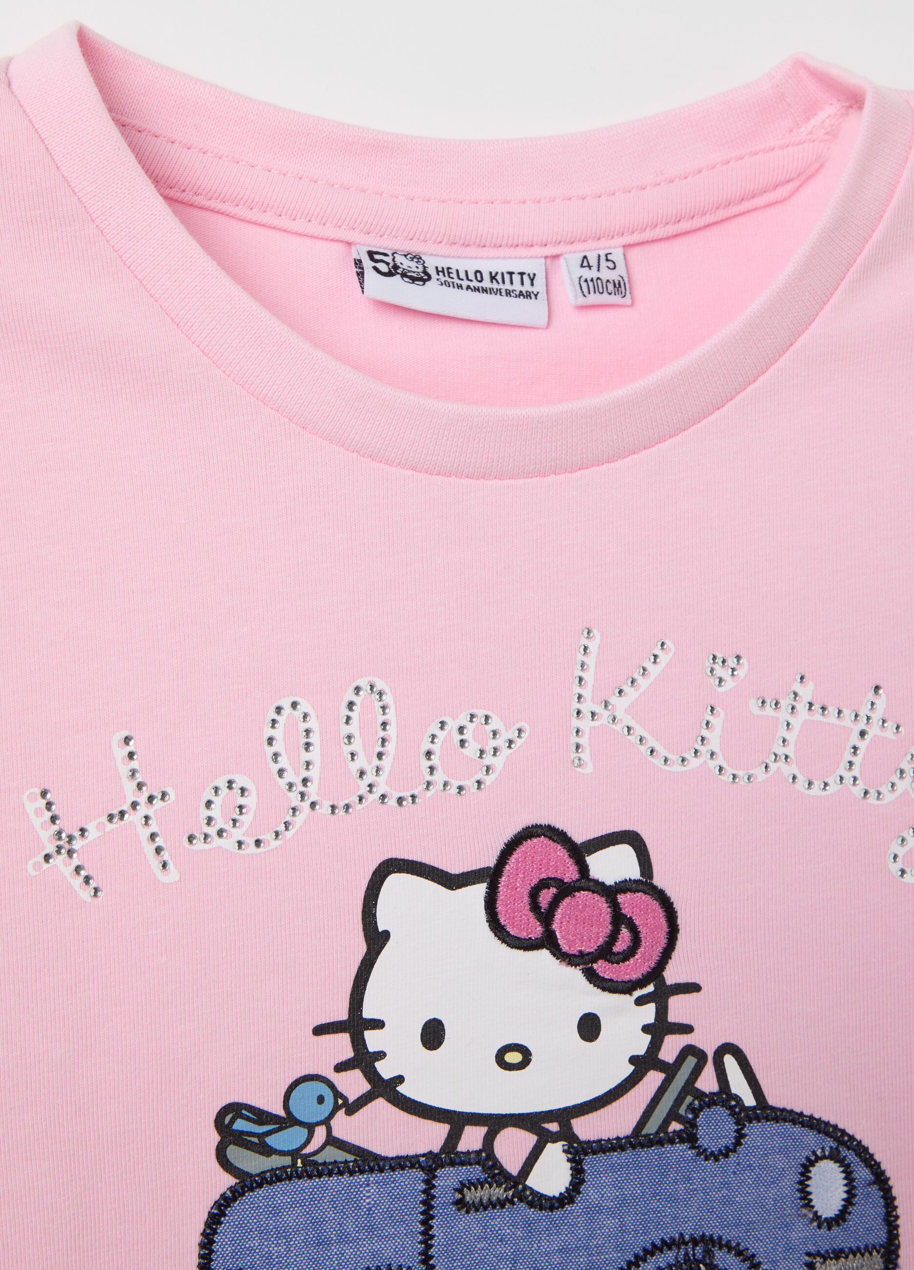 Long-sleeved Hello Kitty T-shirt with diamantés