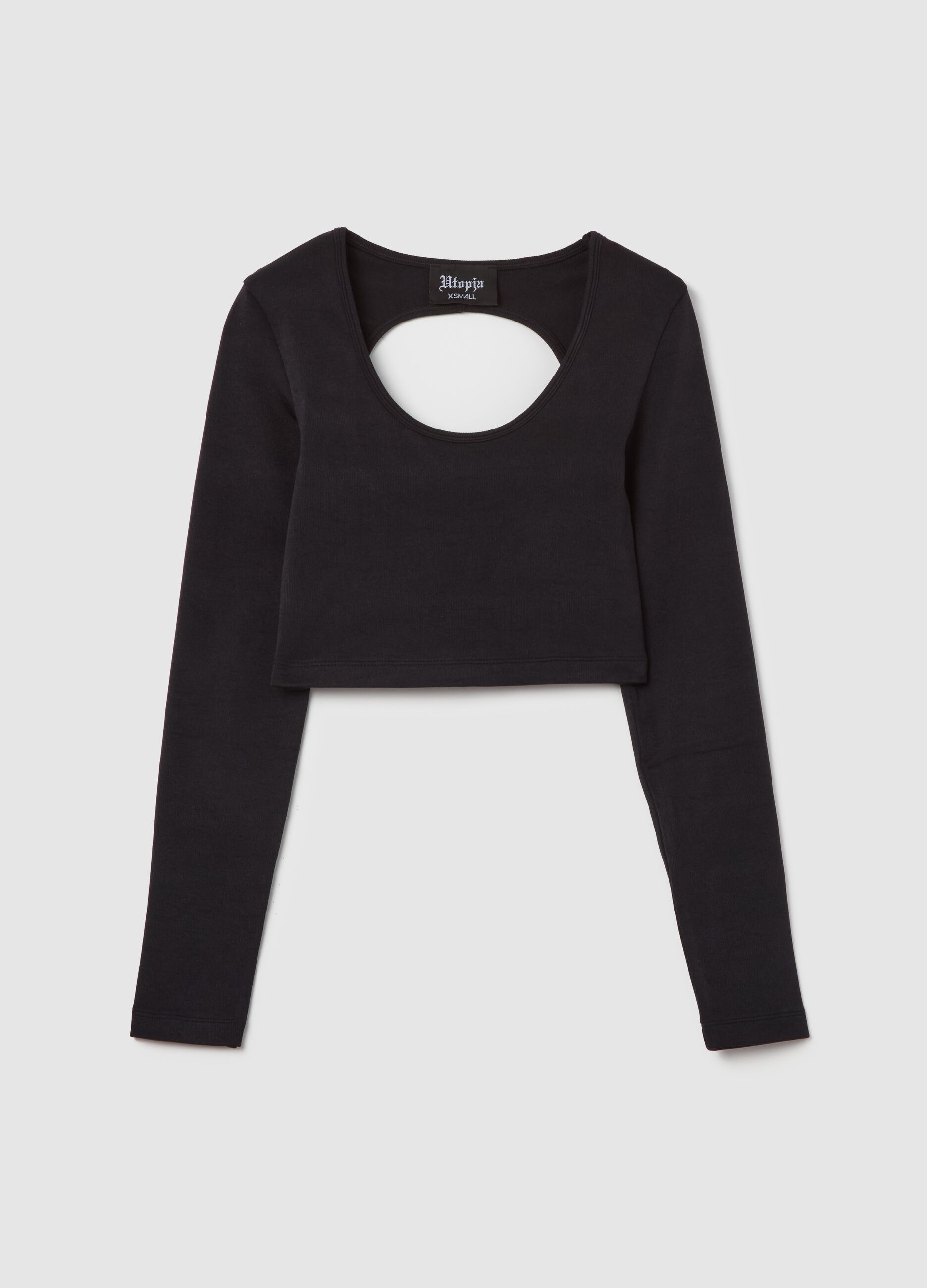 Cut Out Crop Longsleeve Black