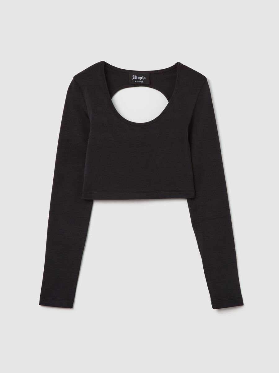 Cut Out Crop Long-sleeved Black_5