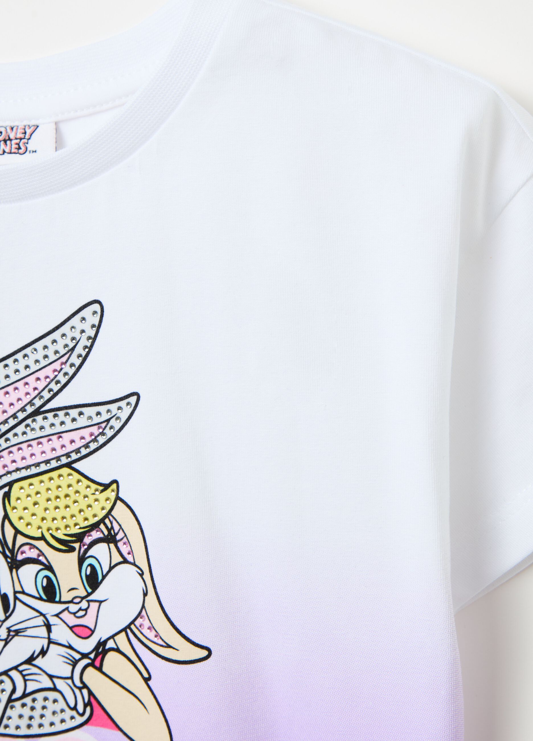 T-shirt with Bugs Bunny and Lola print and diamantés