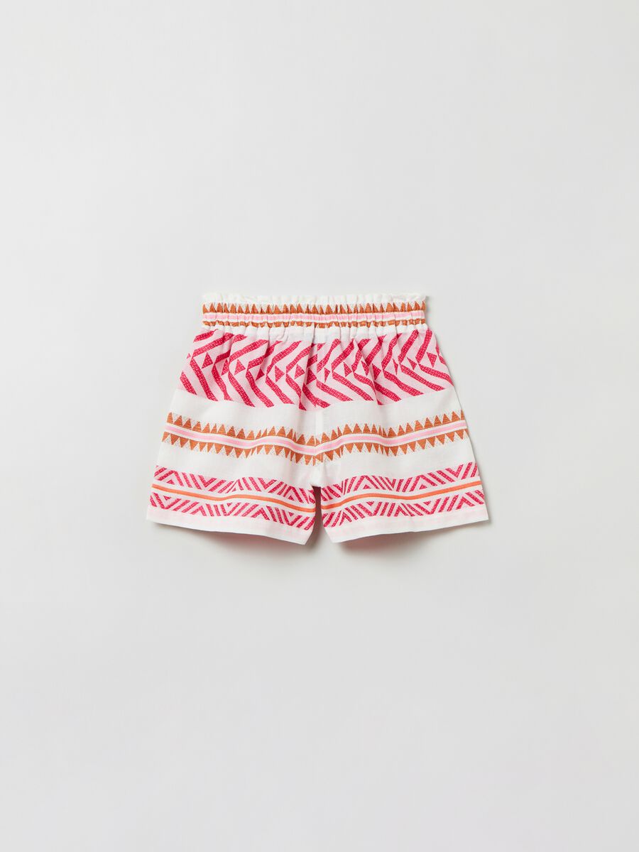 Shorts with drawstring and ethnic pattern_1