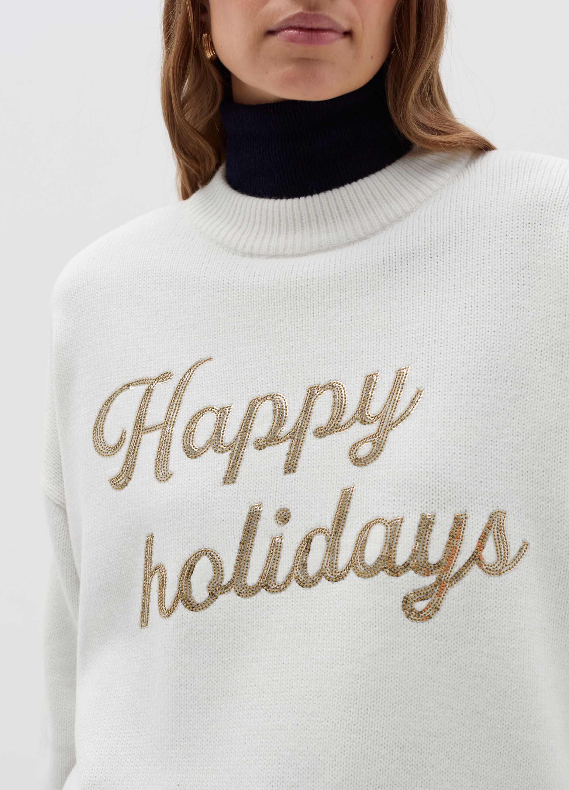 “Happy Holidays" Christmas Jumper with sequins