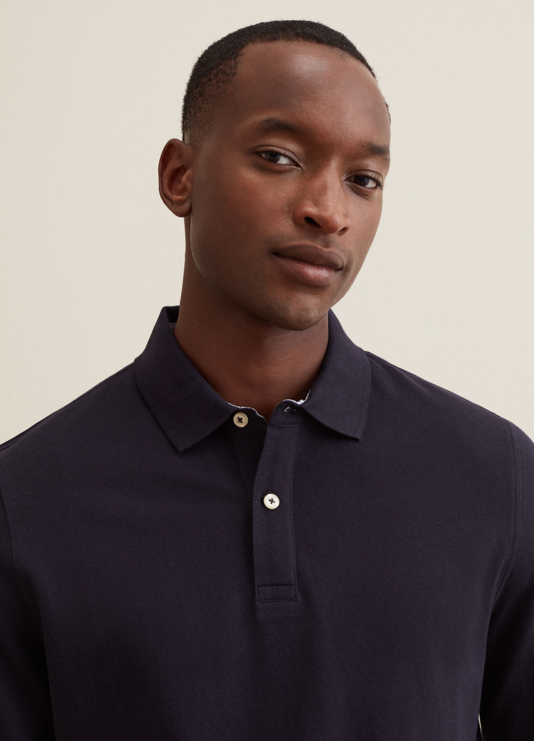 Cotton polo shirt with long sleeves