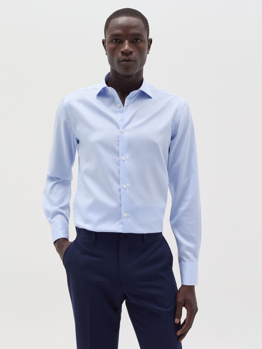 Slim-fit shirt with double-twist stripes_0