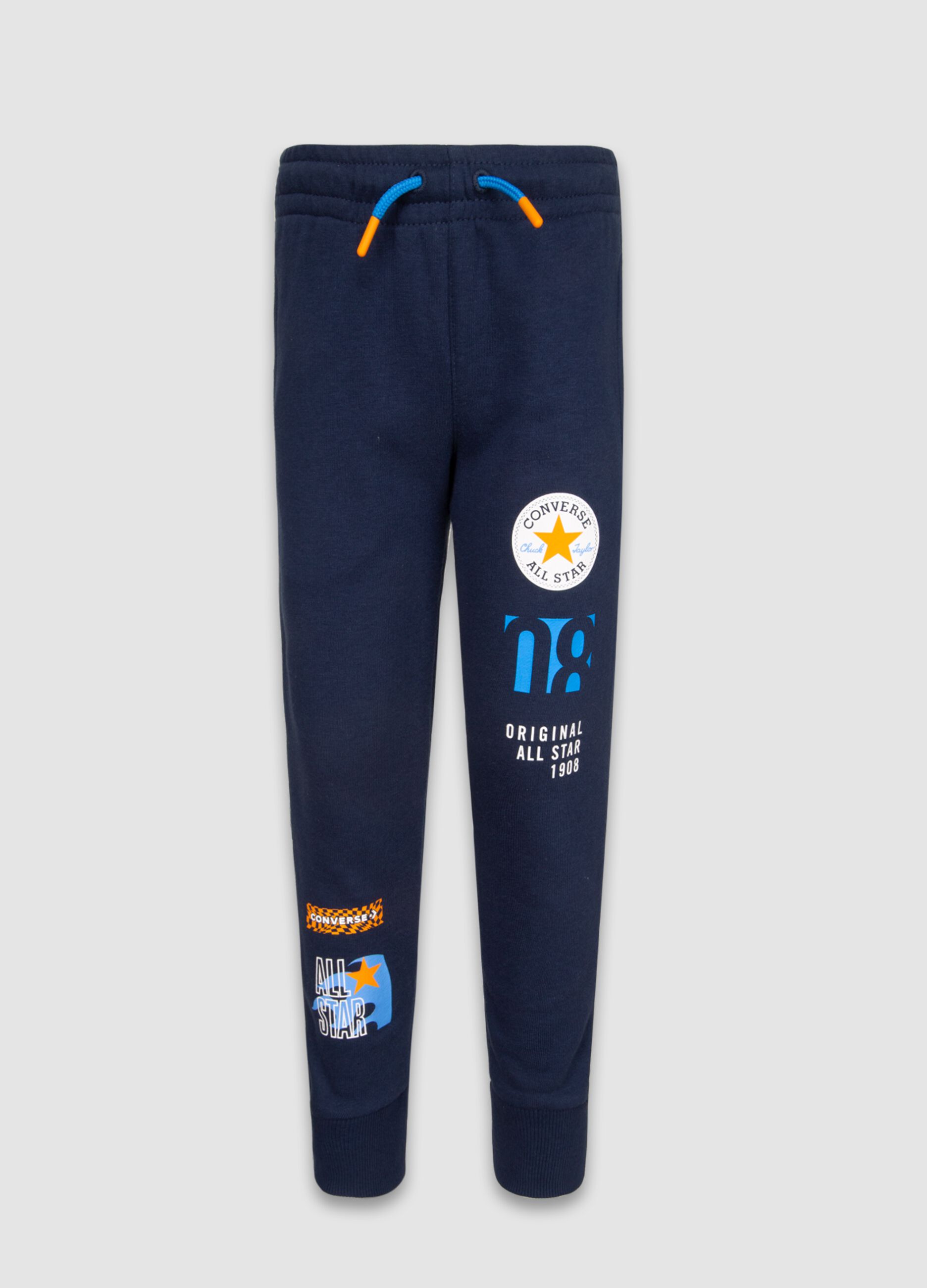 CONVERSE Boy\'s Navy multi | with Blue OVS logo print joggers Fleece