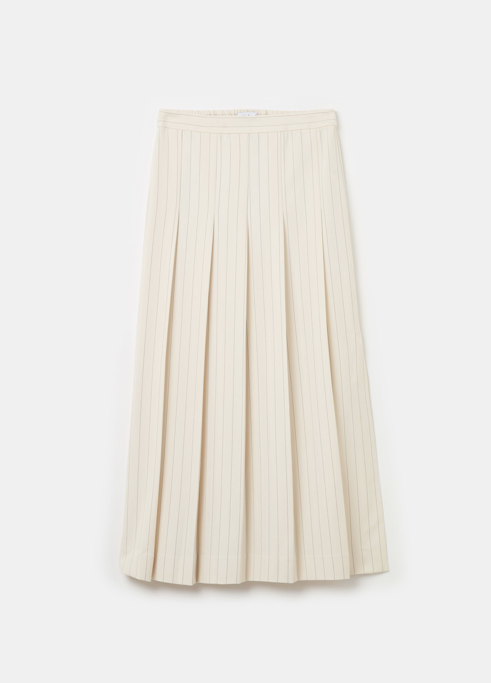 Long pinstriped skirt with split