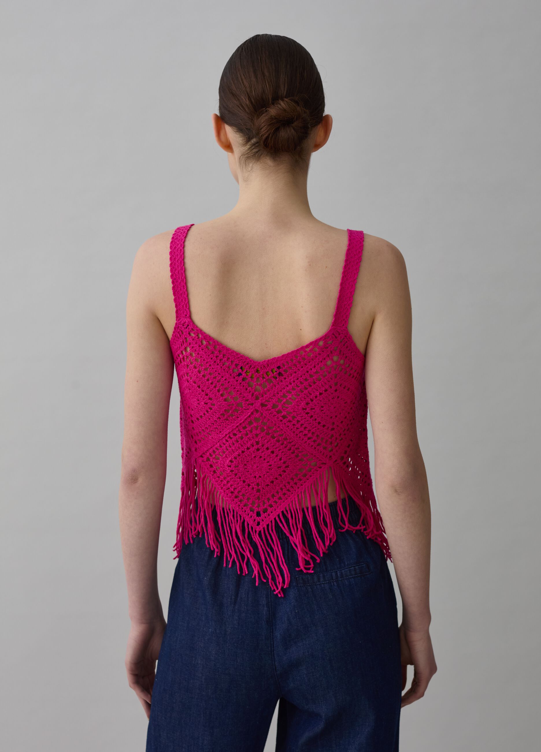 Crochet crop top with fringes