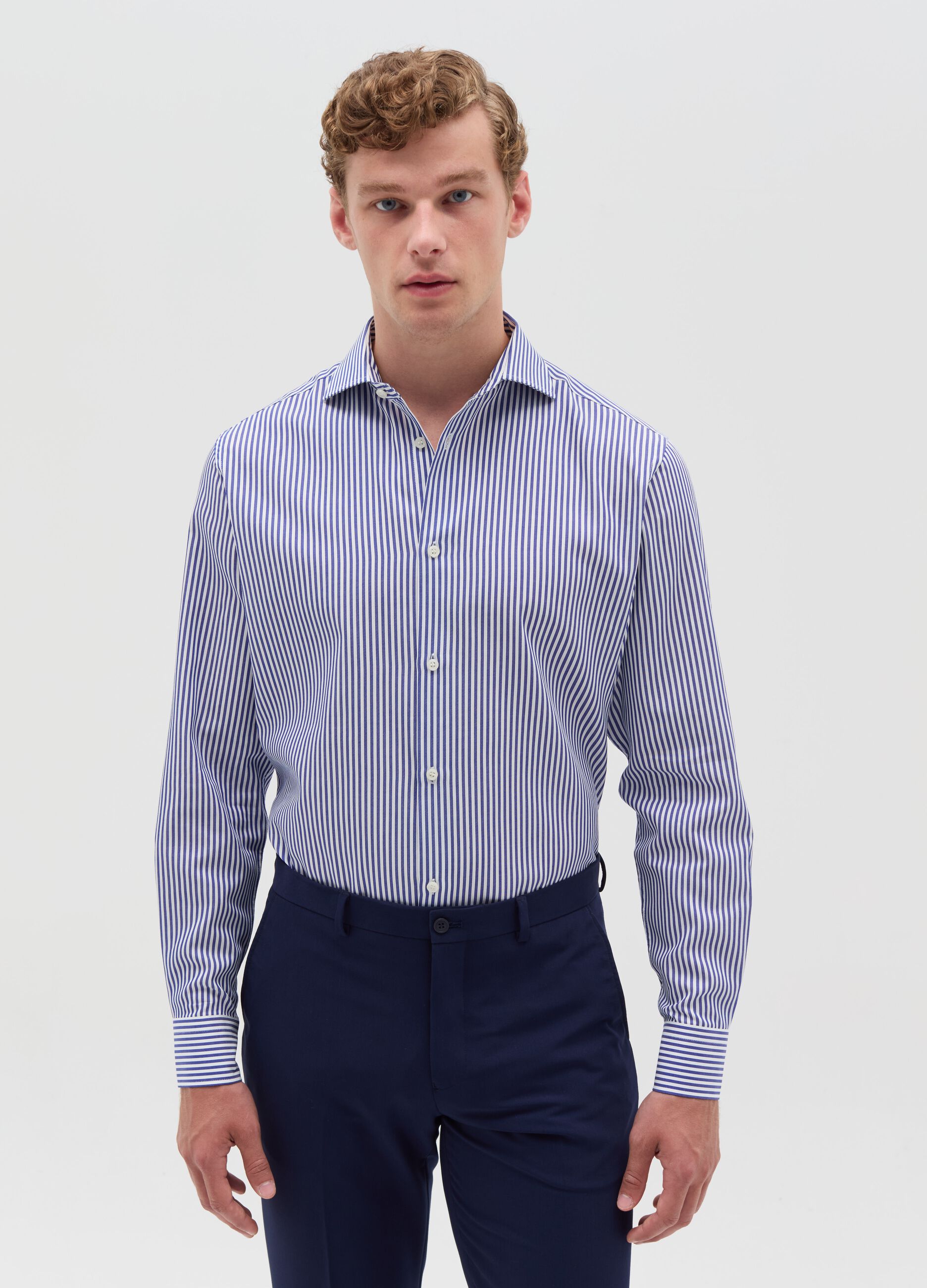 Regular-fit easy-iron striped shirt