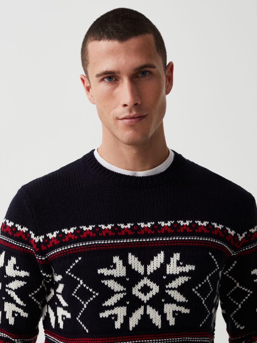 Pullover with Norwegian jacquard design_1