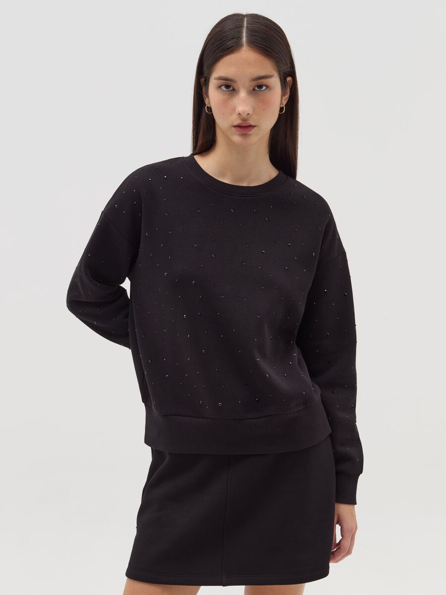 Oversized sweatshirt with all-over diamantés_1