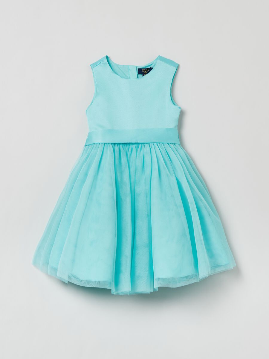 Satin dress with tulle skirt_0