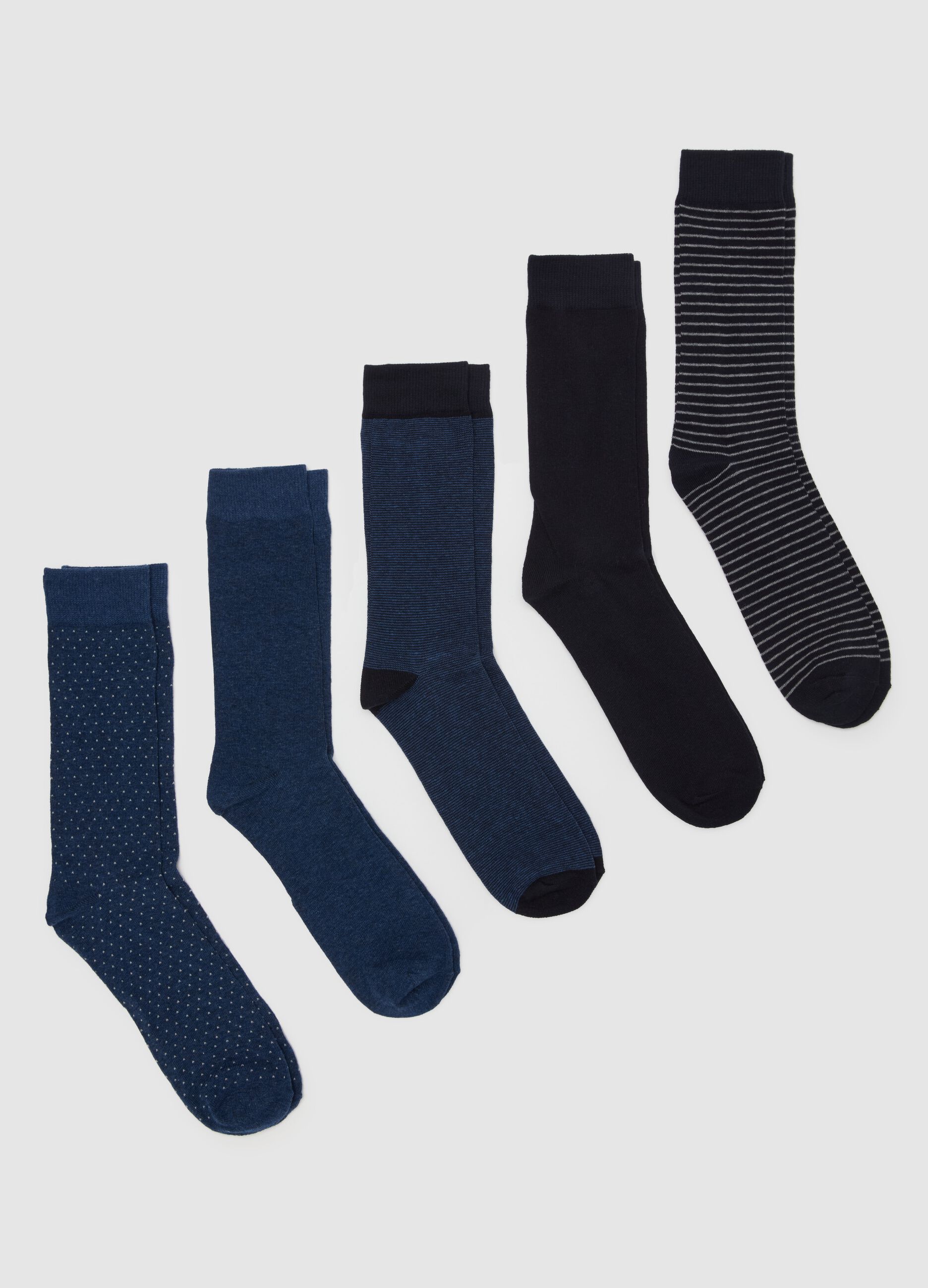 Five-pair pack short socks with striped pattern