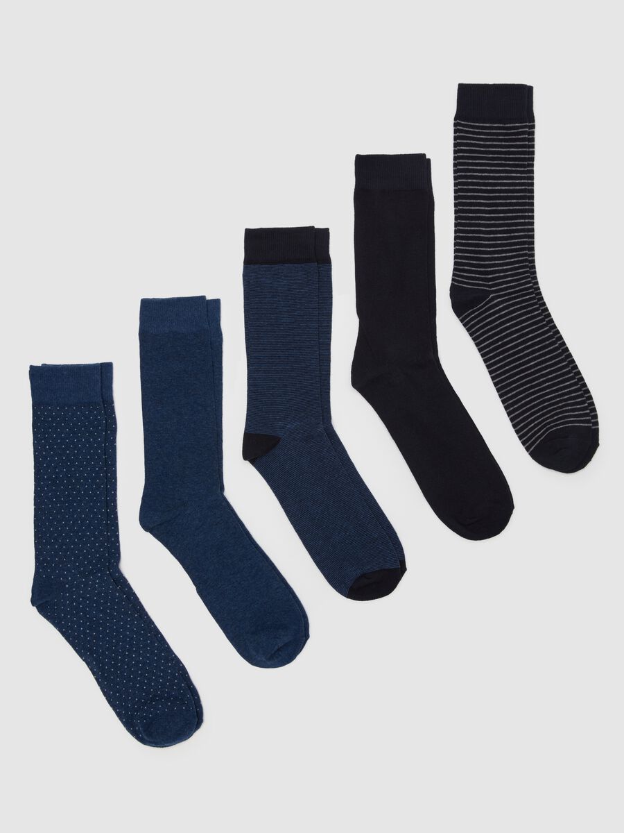 Five-pair pack short socks with striped pattern_0