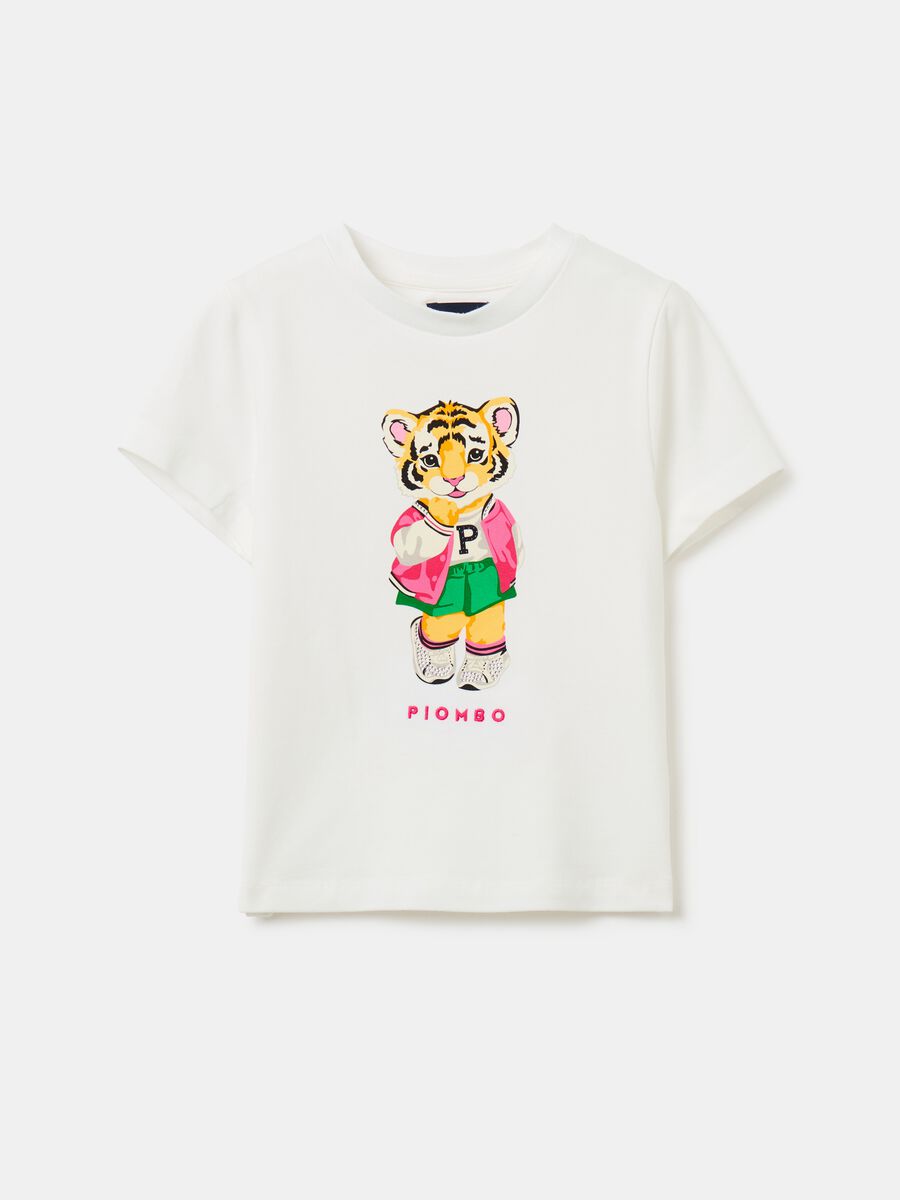 T-shirt with diamantés and tiger print_0