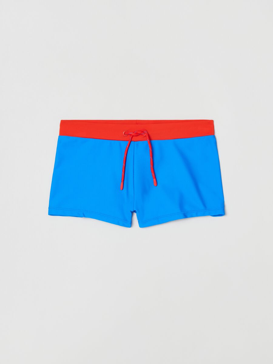 Two-tone swimming trunks with drawstring_0