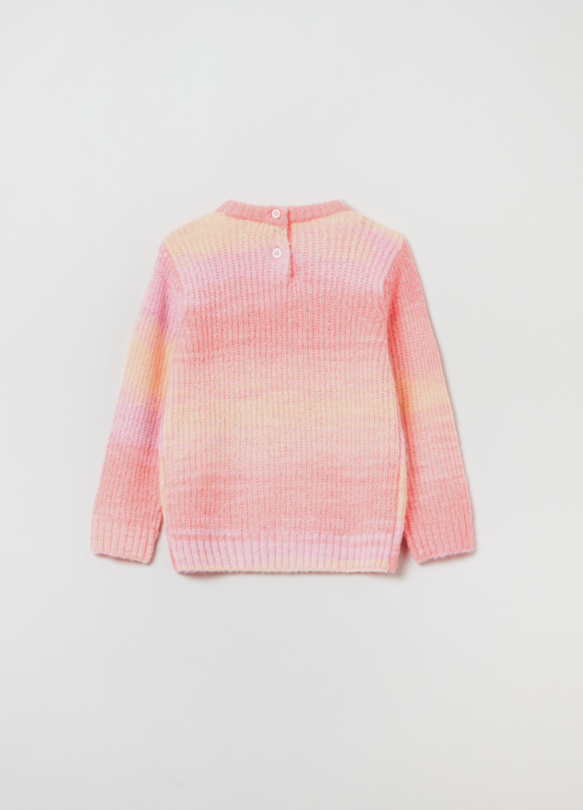 Stretch jersey pullover with multicoloured pattern