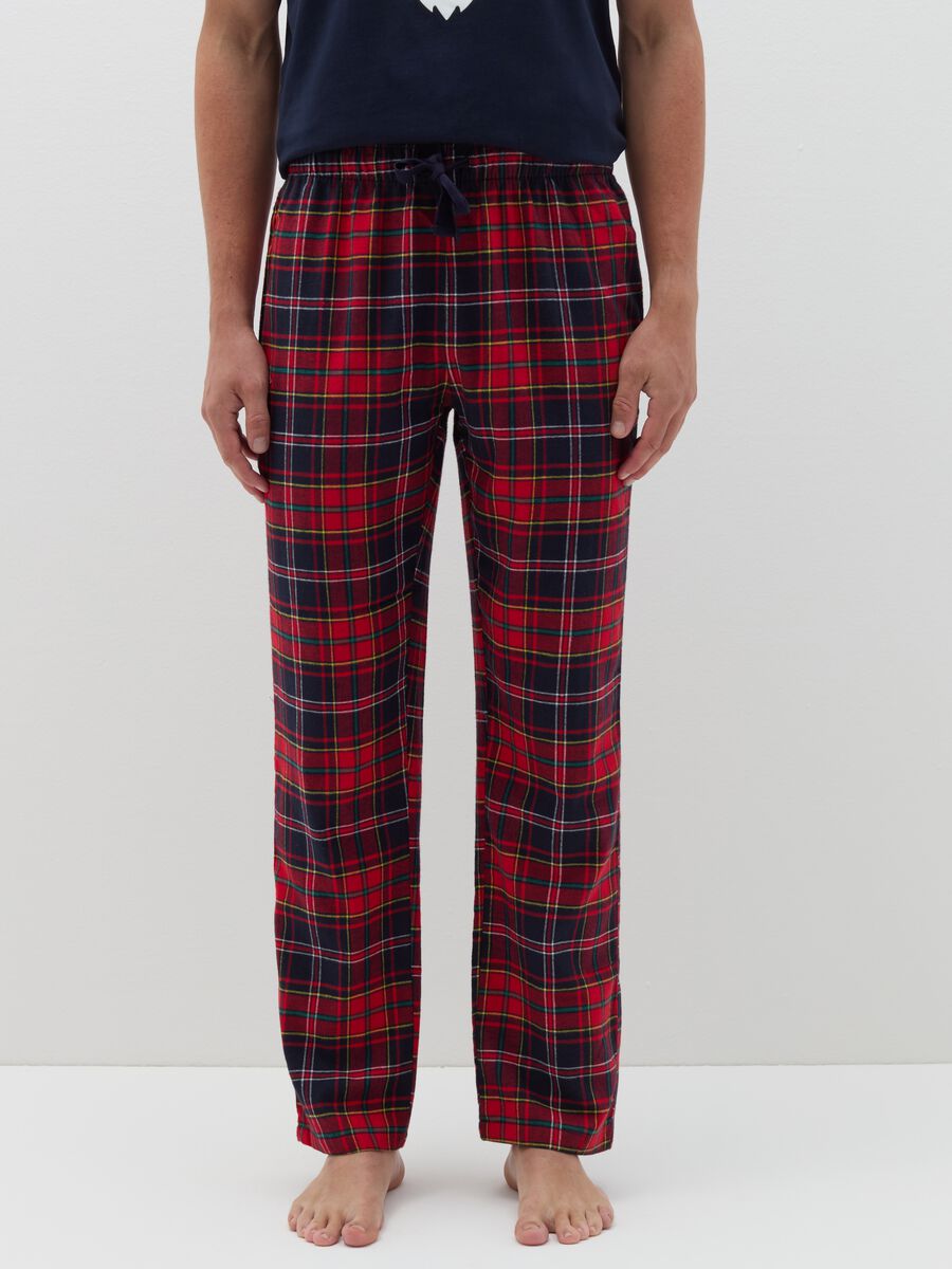 Pantalone pigiama in flanella fantasia tartan_1