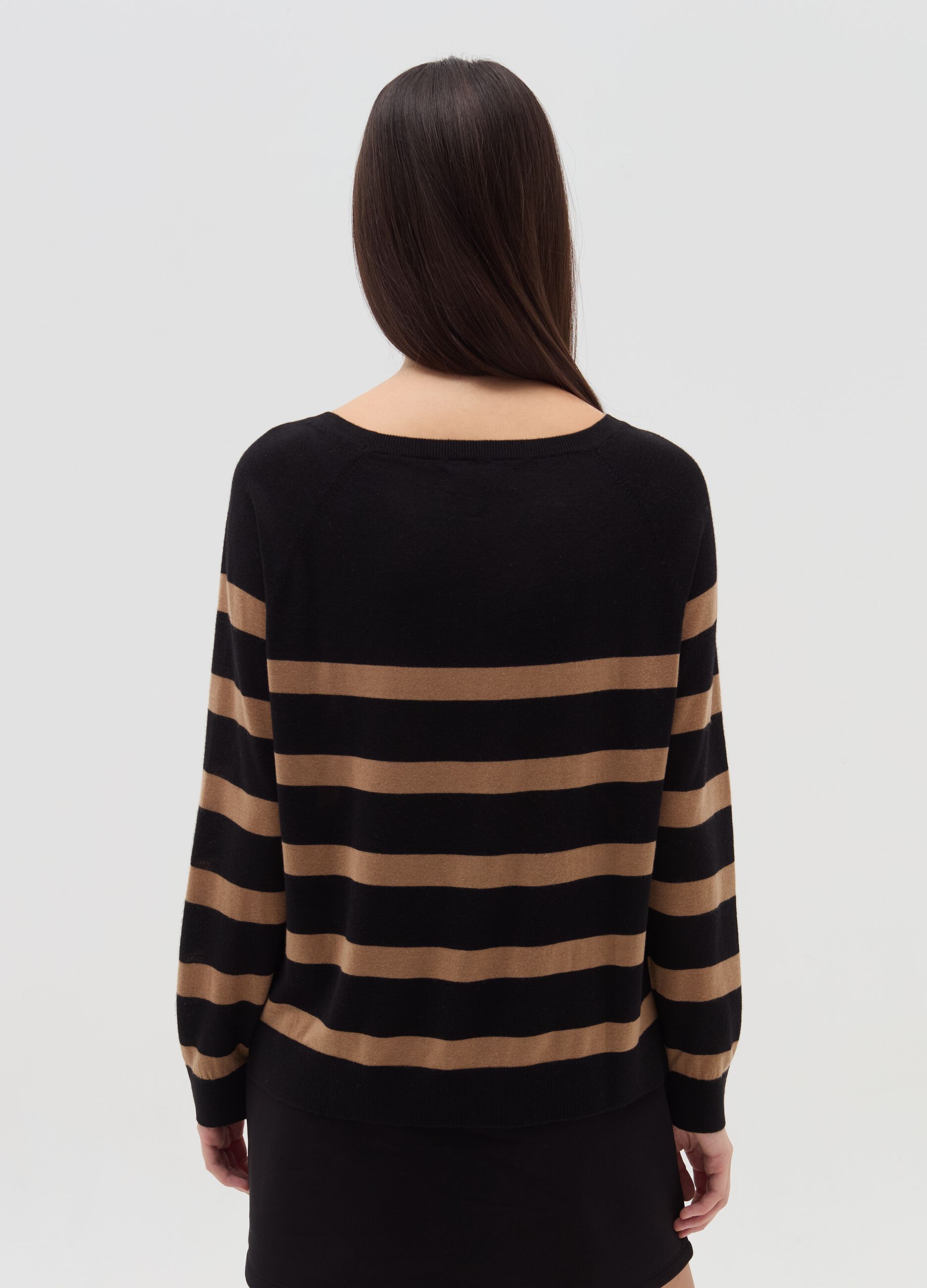 Striped top with raglan sleeves