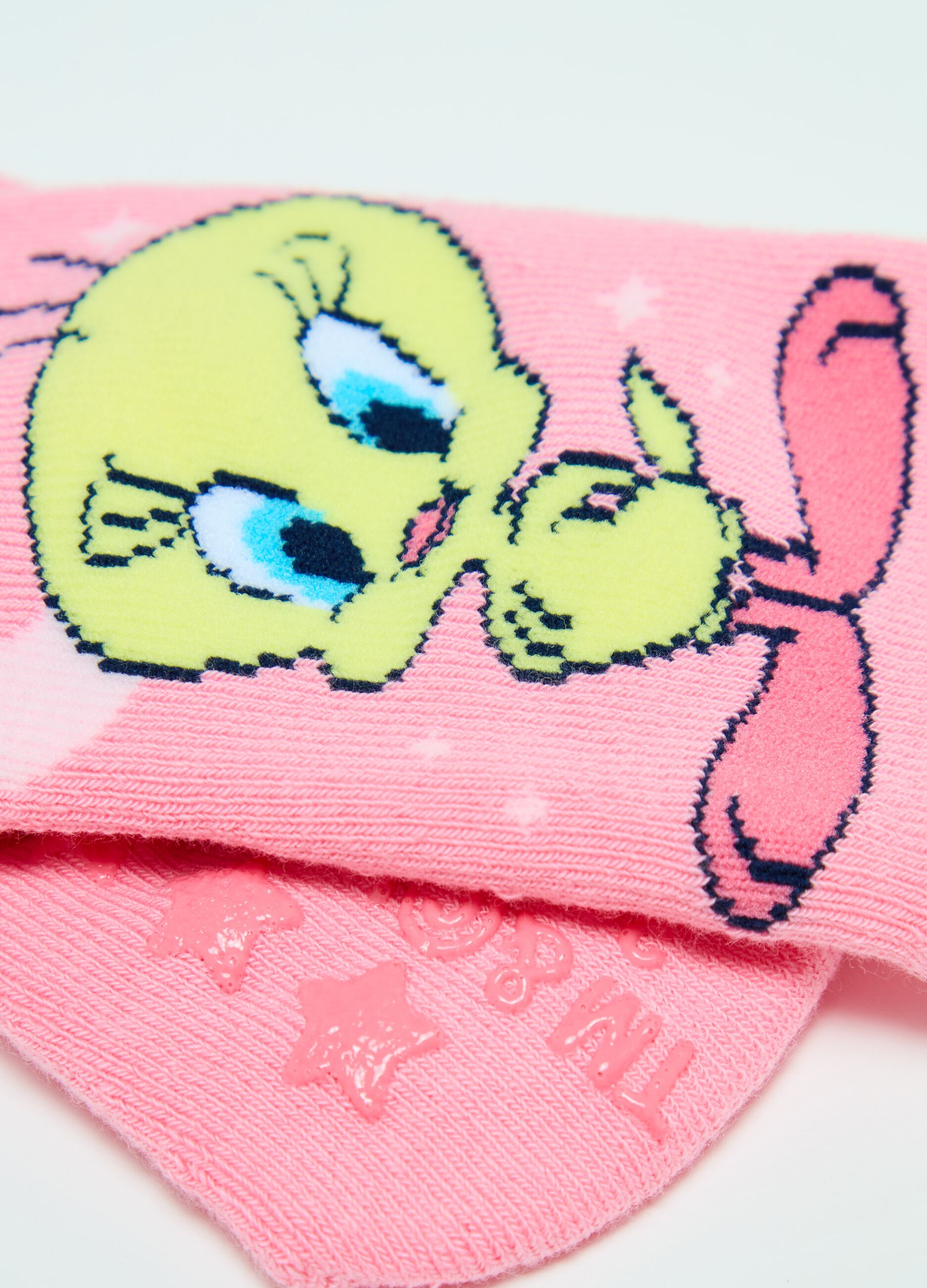 Two-pair pack slipper socks with Tweetie Pie design