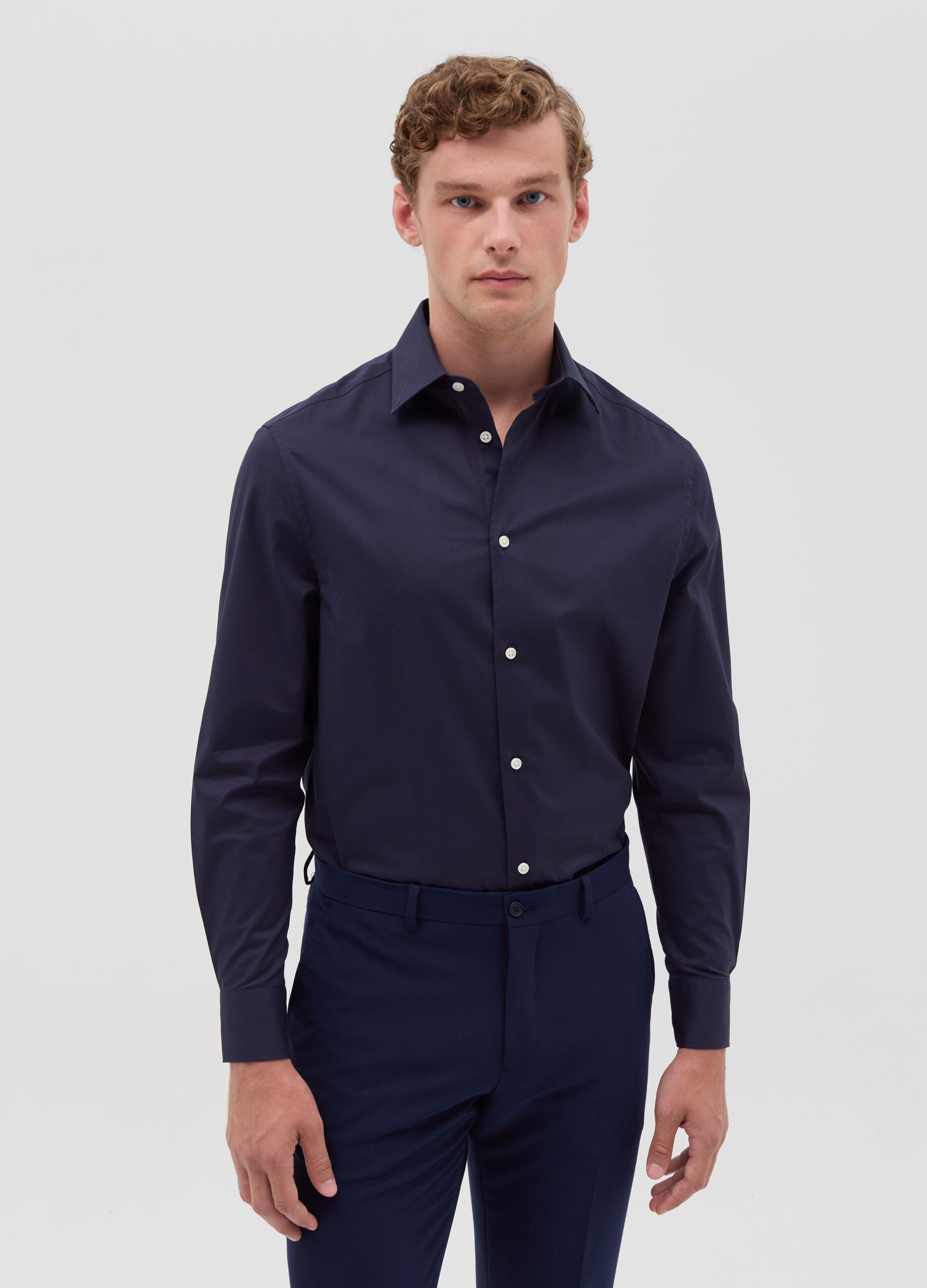 Regular-fit shirt in stretch cotton