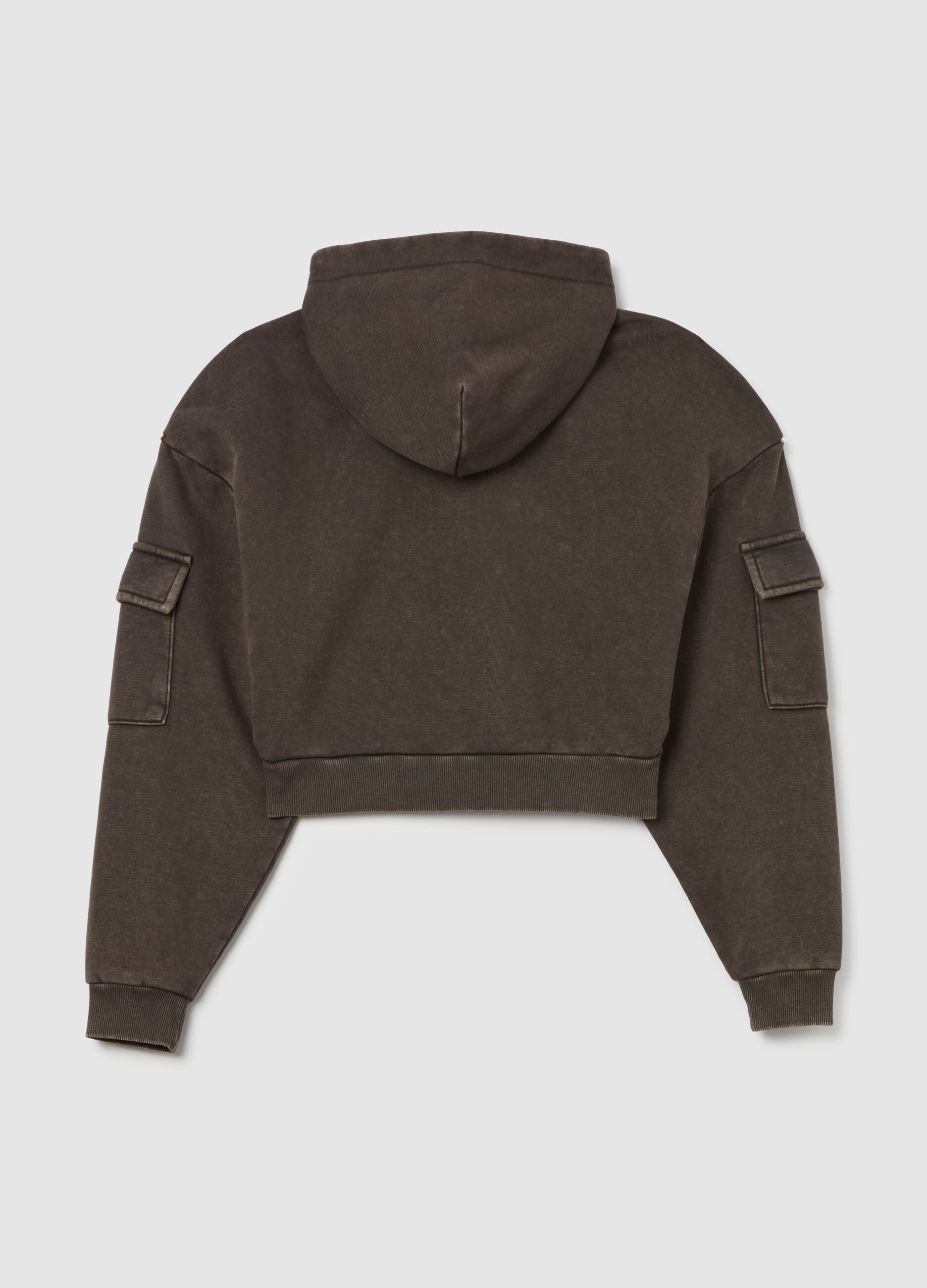 Crop Cargo Hoodie Vintage Brown