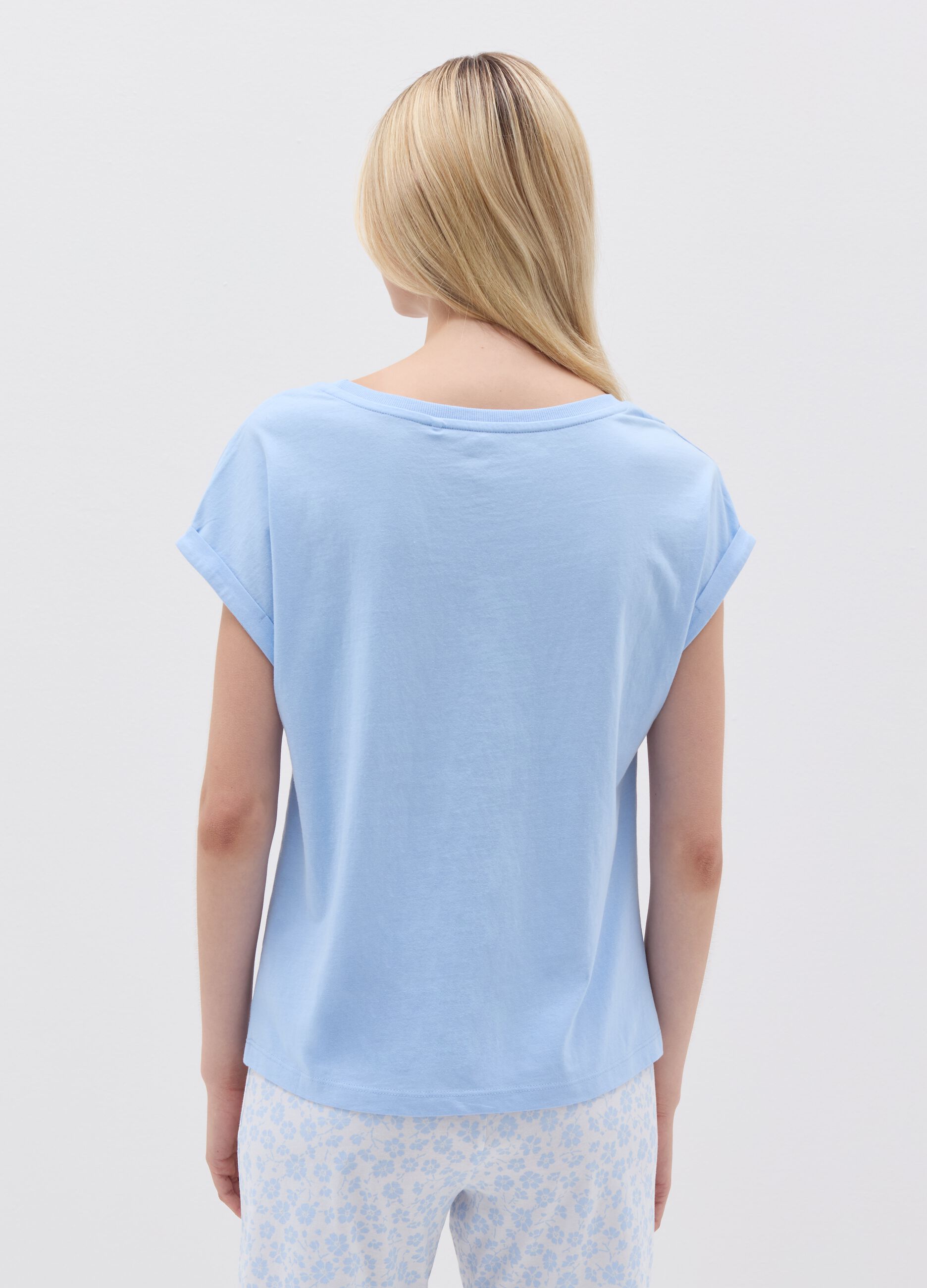 Short-sleeved pyjama top with folds