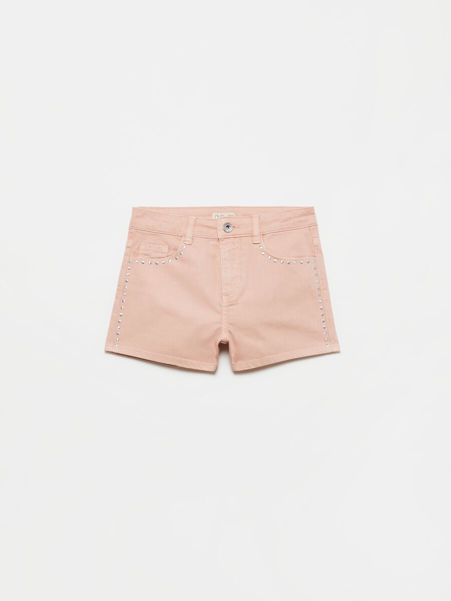 Twill shorts with studs_0