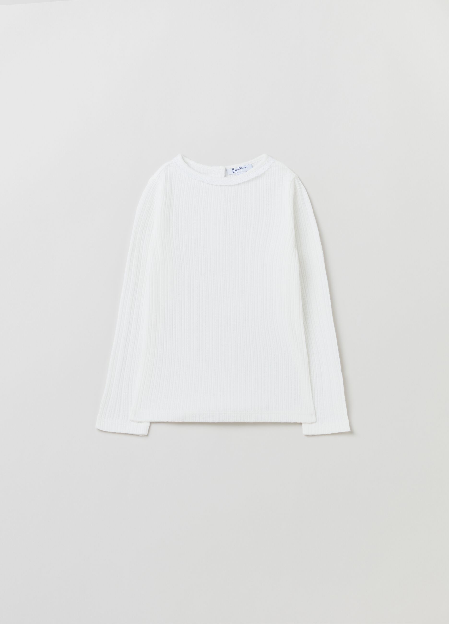 Pointelle T-shirt with long sleeves