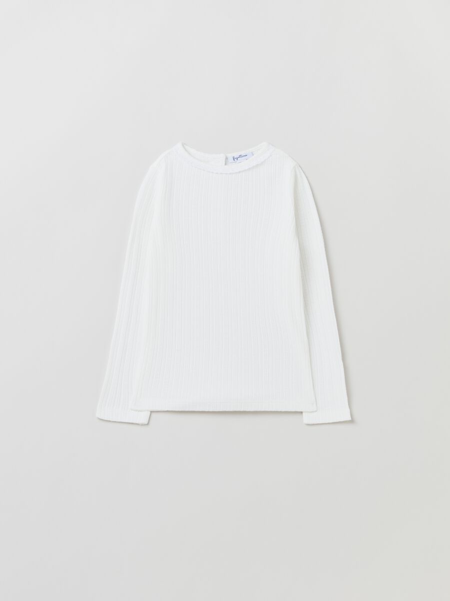 Pointelle T-shirt with long sleeves_0