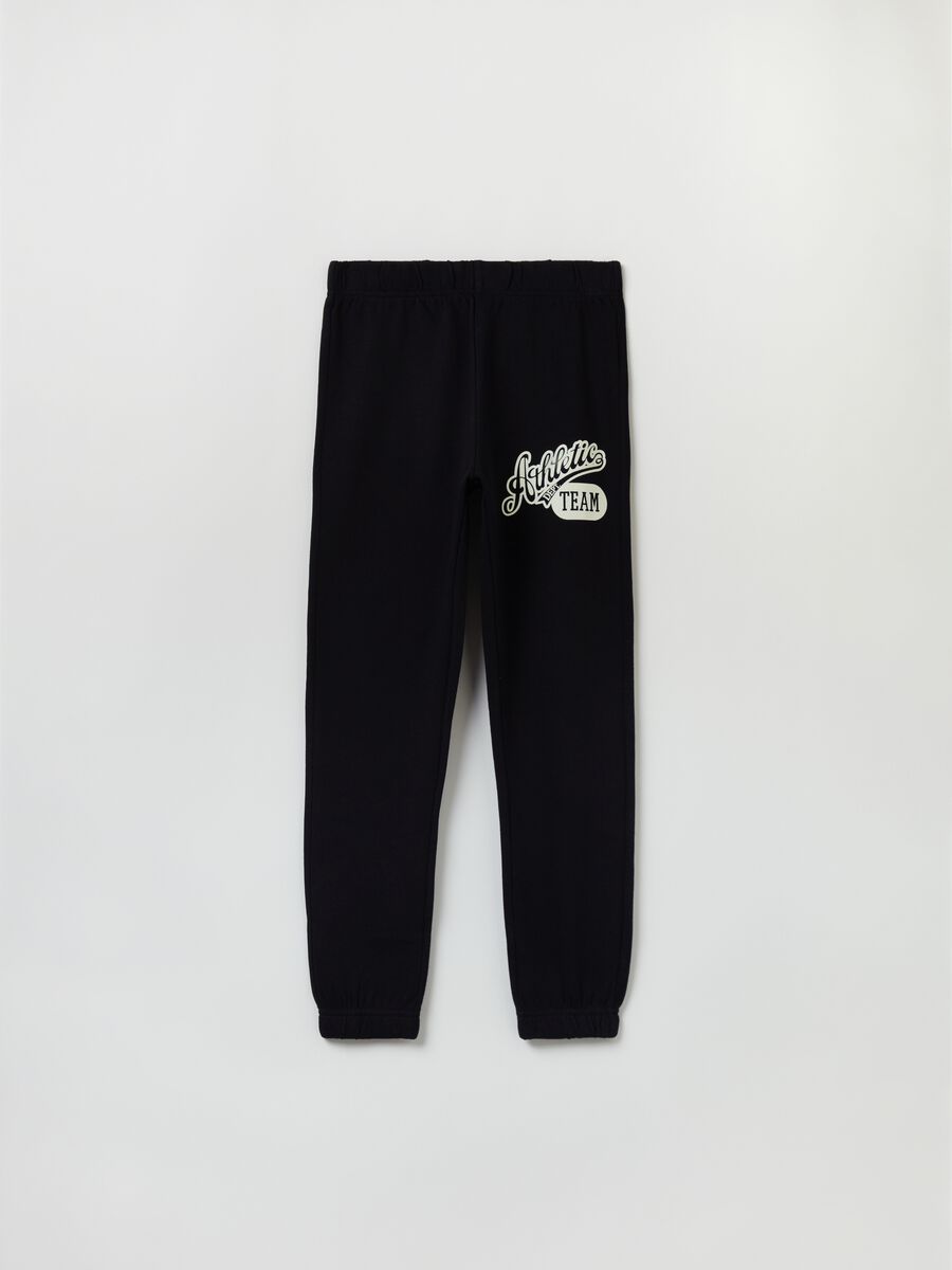 Fleece joggers with lettering print_0