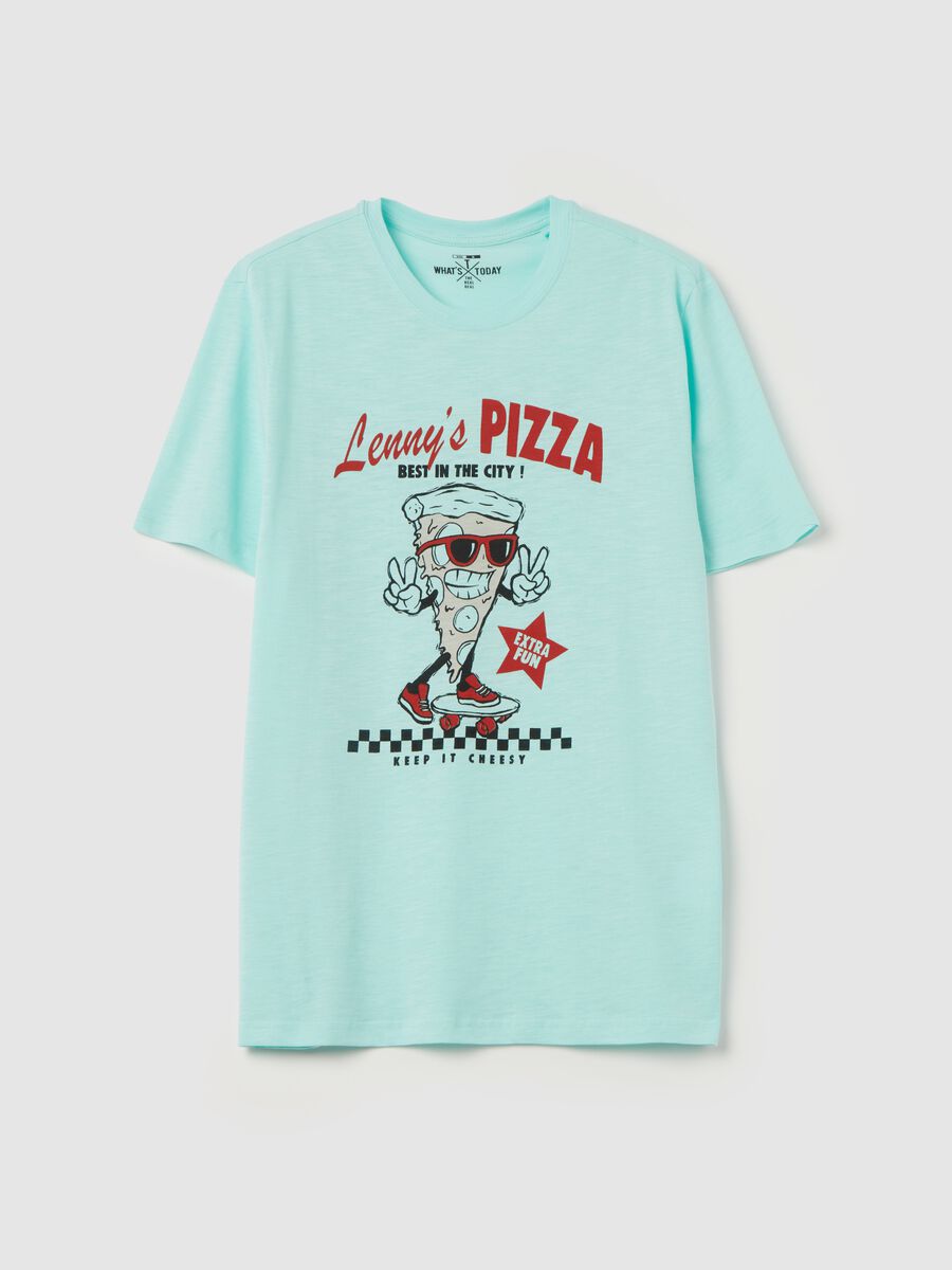 Slub jersey T-shirt with pizza print_0