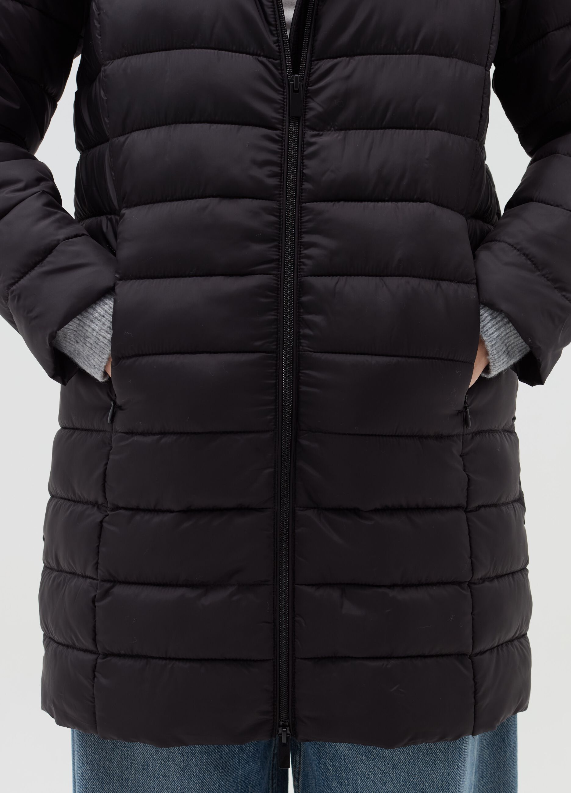 Essential long ultralight down jacket