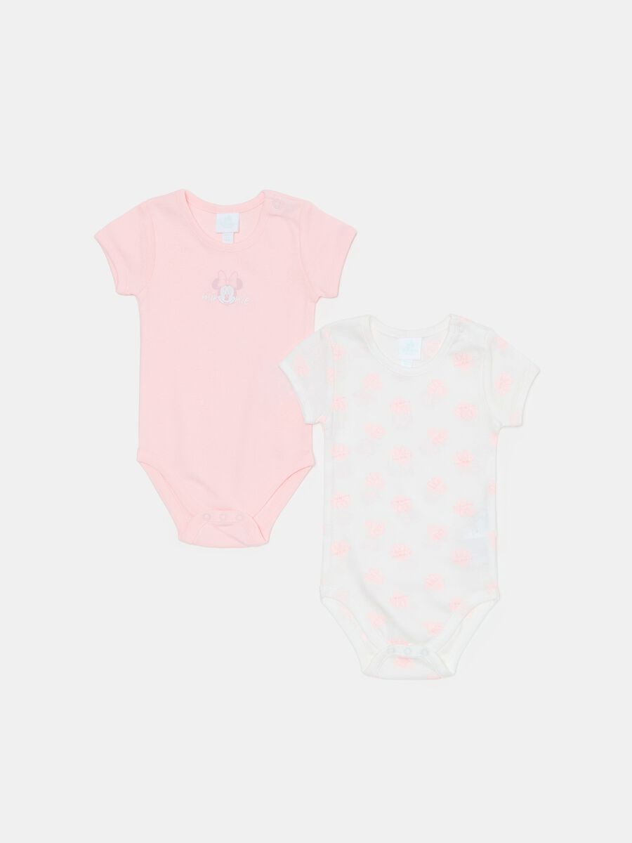 Two-pack short-sleeved bodysuits with Minnie Mouse print_0