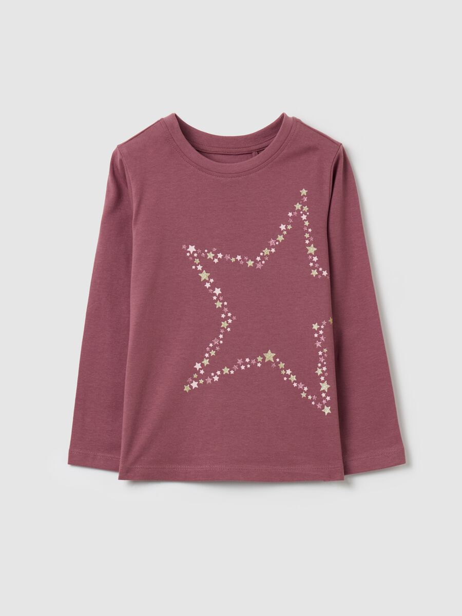 T-shirt with glitter print and long sleeves_0