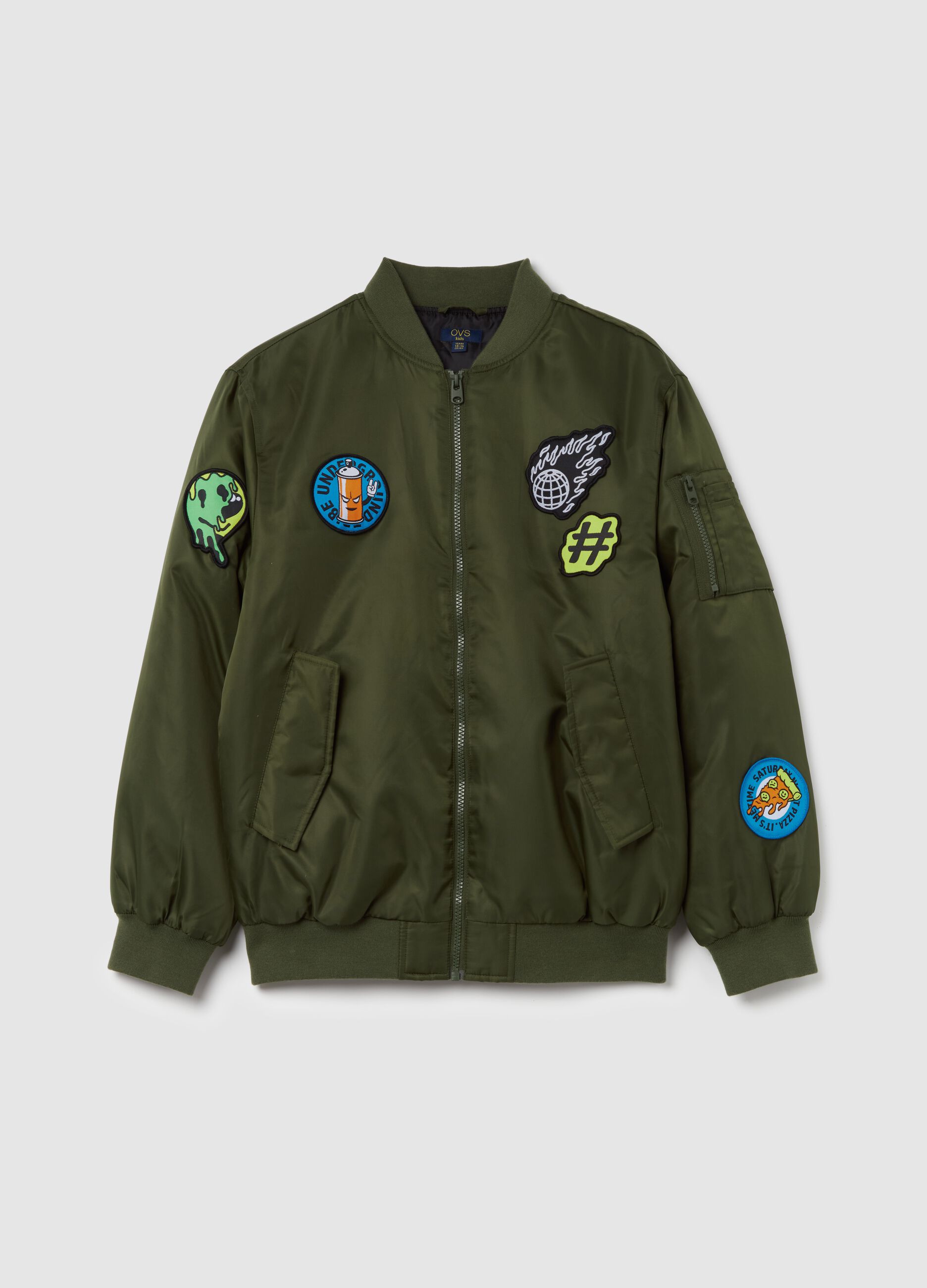 Bomber aviatore full-zip con patch