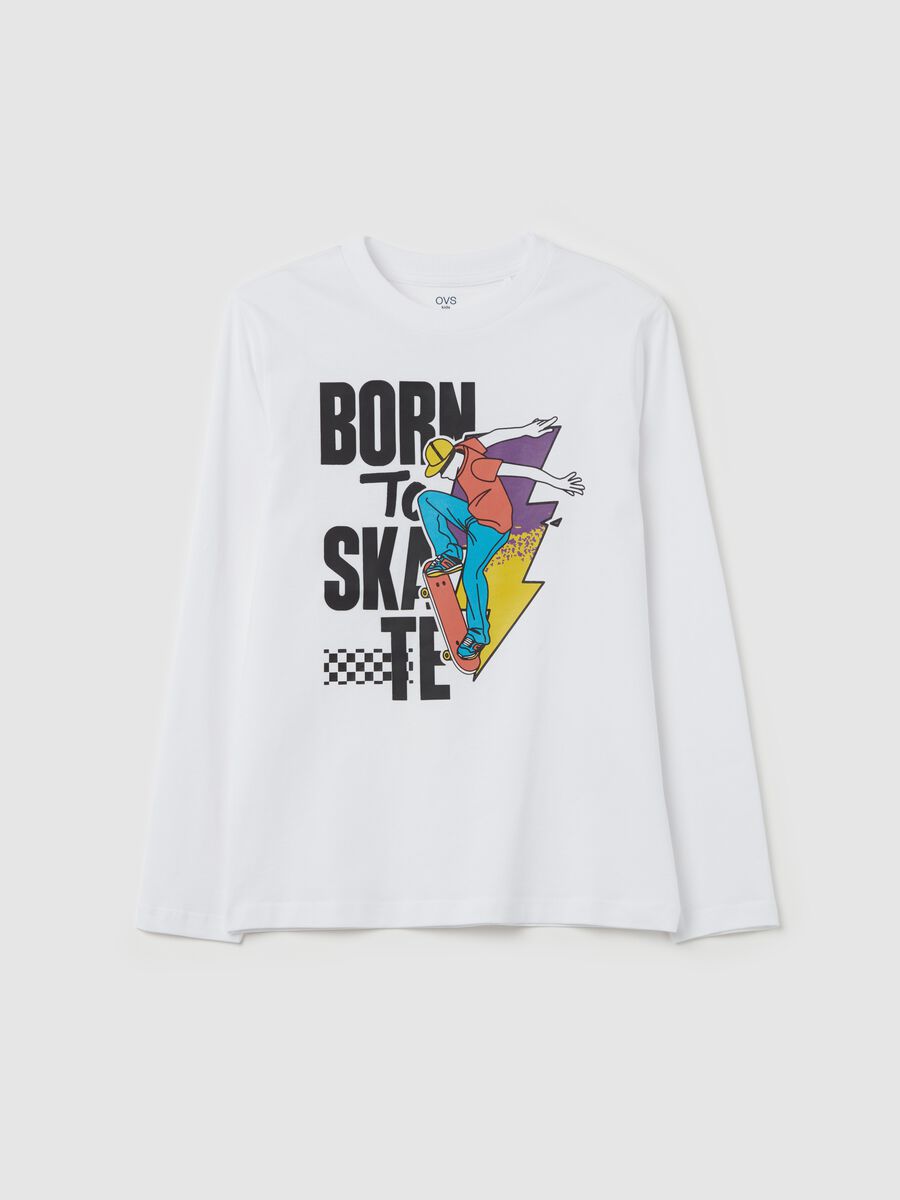 T-shirt with long sleeves and "Born to Skate” print_0