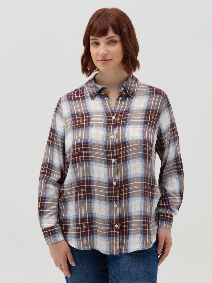 Curvy check flannel shirt with lurex_0