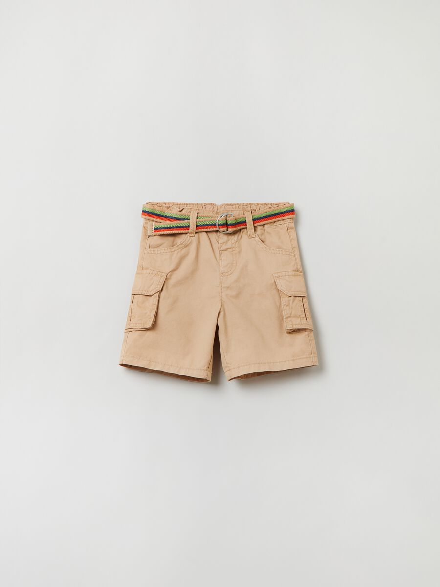 Bermuda cargo shorts with belt_0