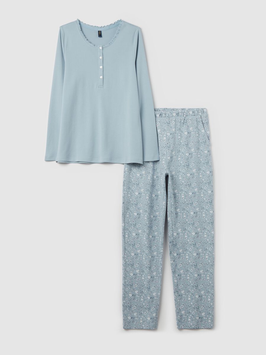 Full-length pyjamas with granddad neckline top_0