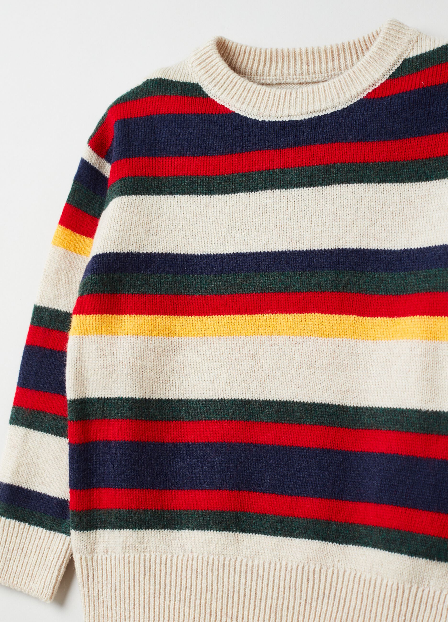 Pullover with multicolour striped pattern