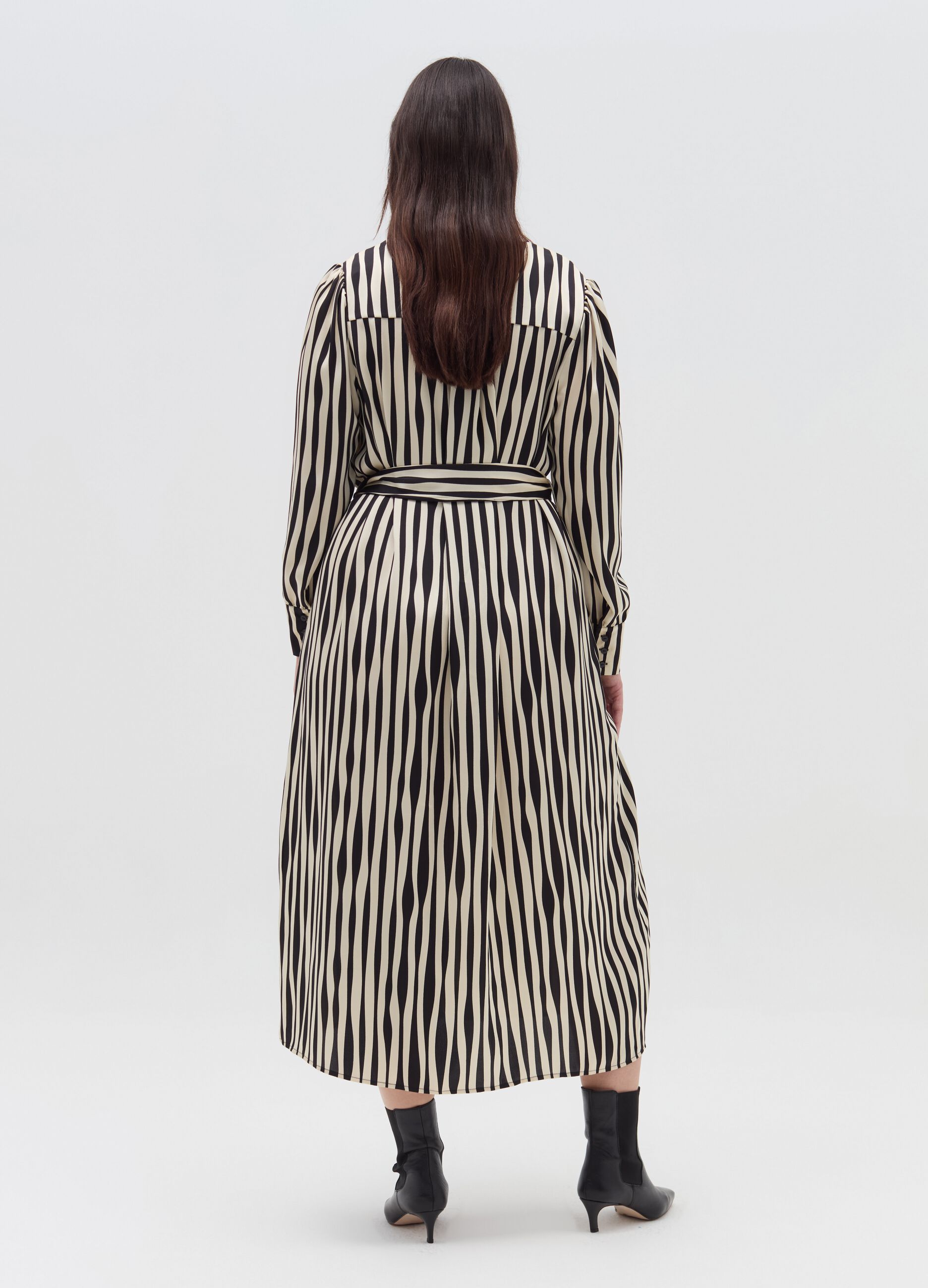 Curvy long shirt dress with stripes