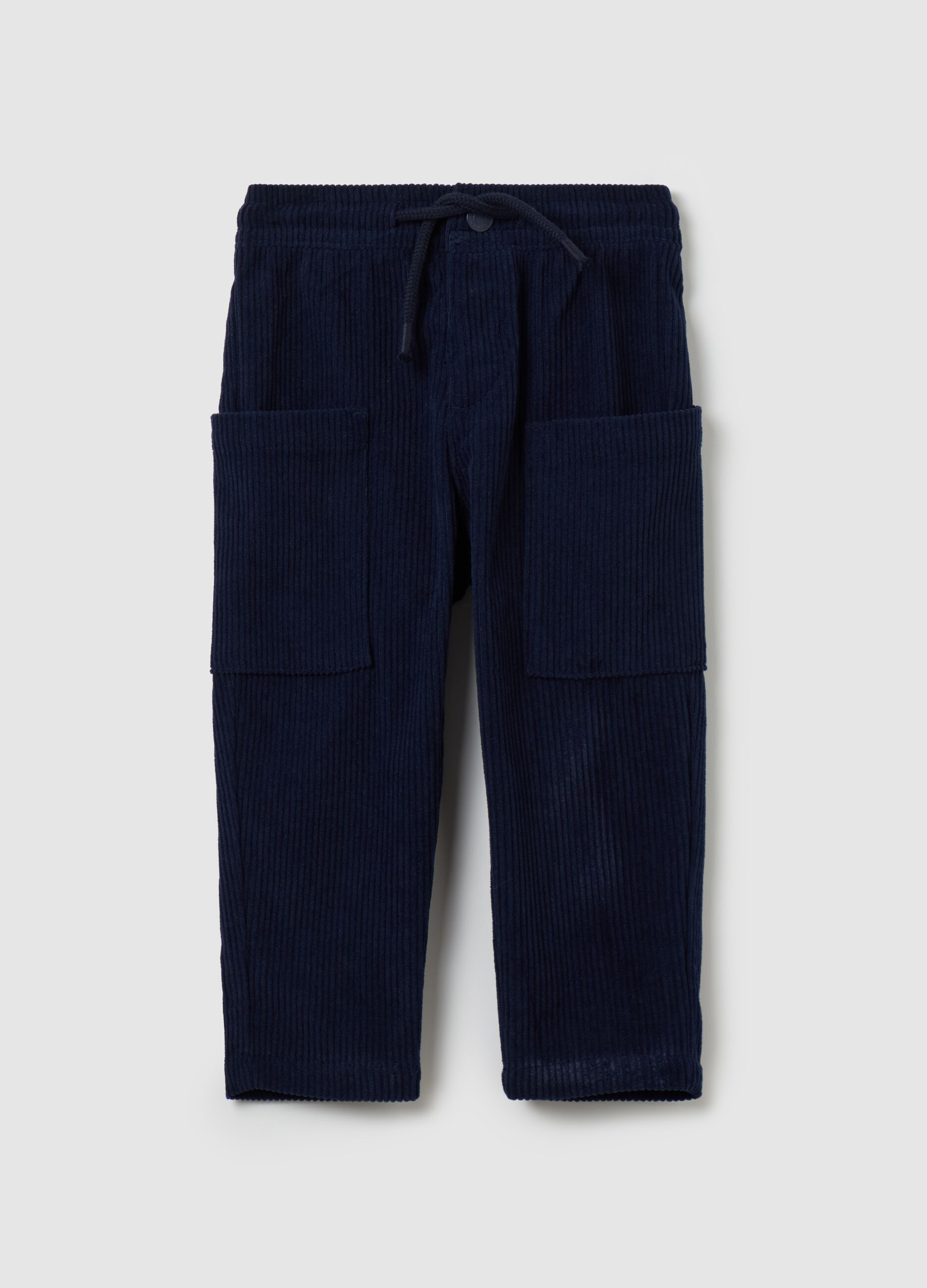 Corduroy trousers with pockets and drawstring