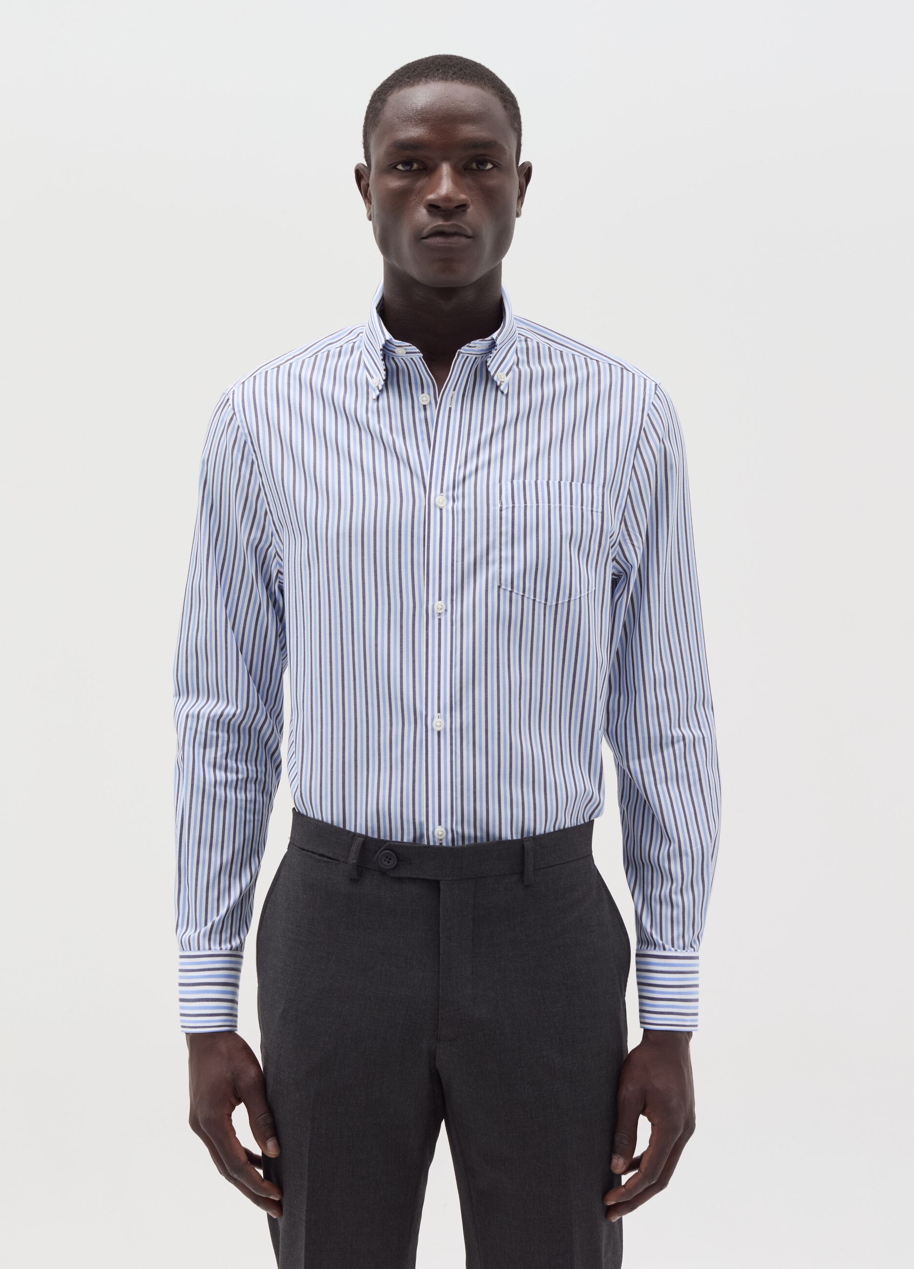 Regular-fit shirt with striped pattern