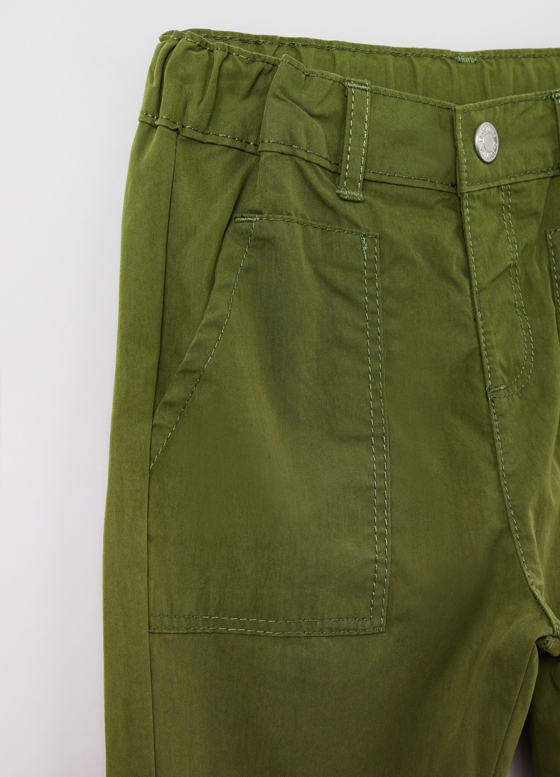 Solid colour poplin trousers