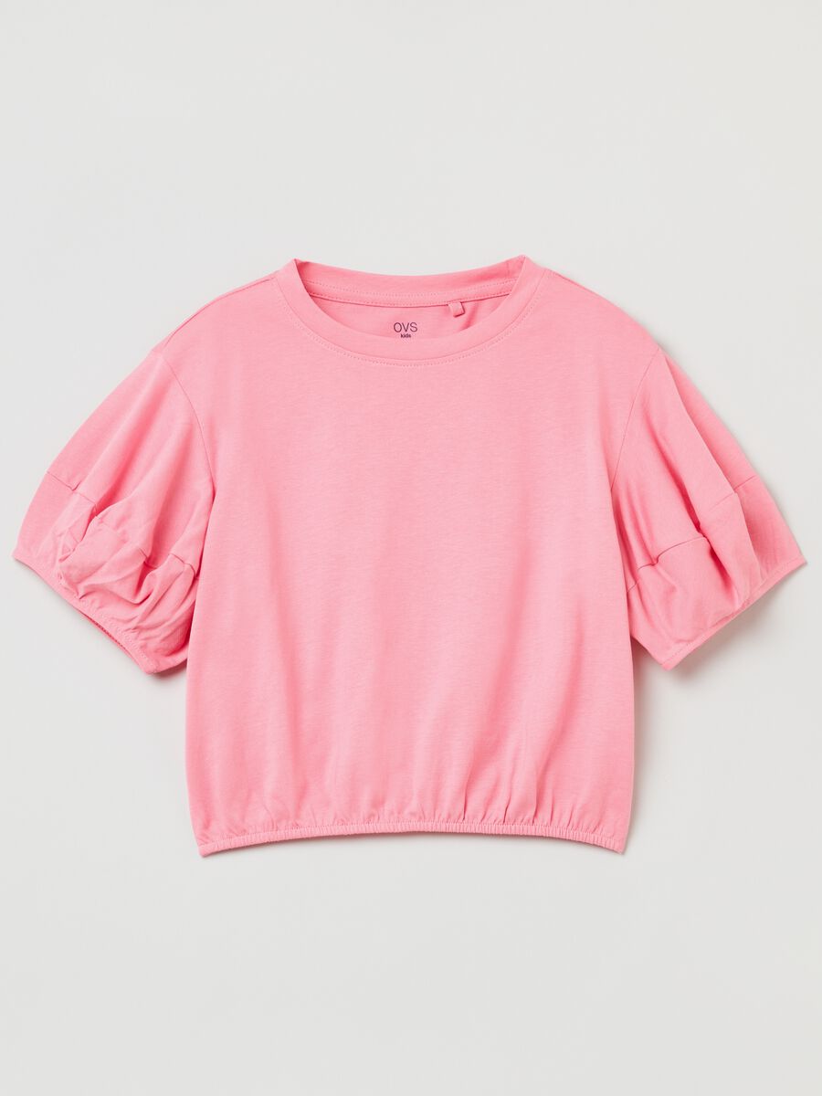 Cotton T-shirt with puff sleeves_0