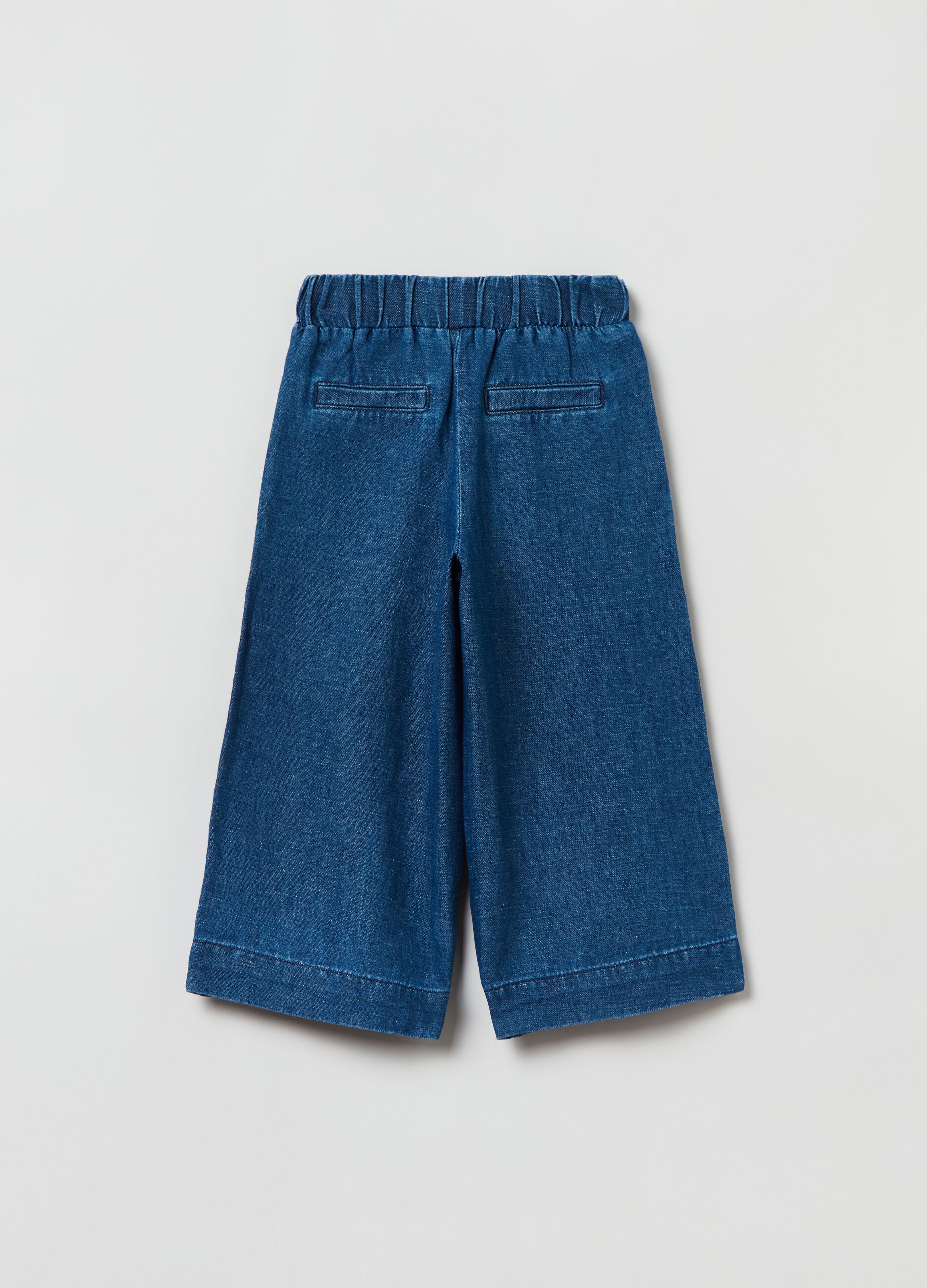 Cropped-fit jeans in cotton and linen