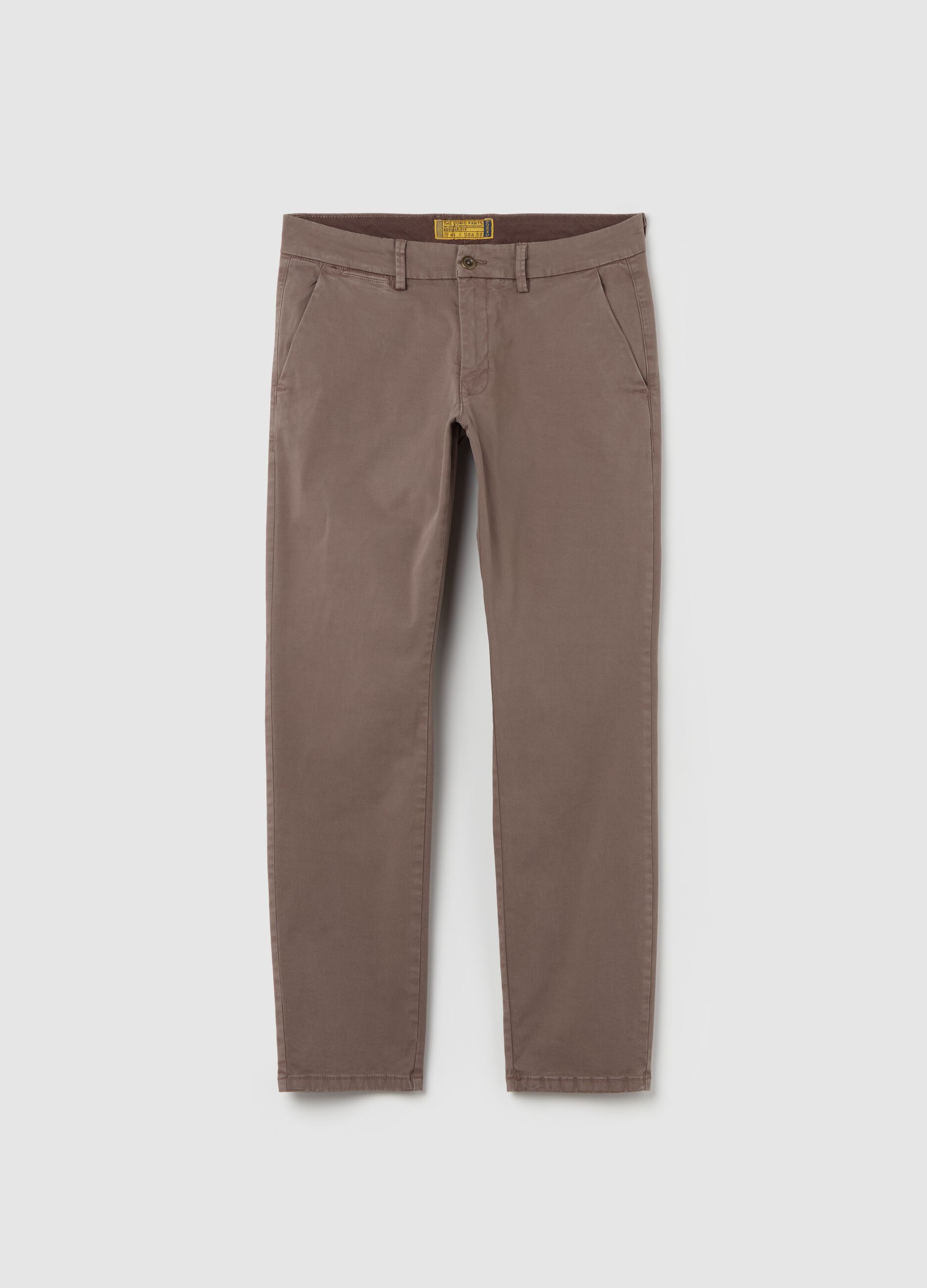 Pantalone chino regular fit in cotone stretch