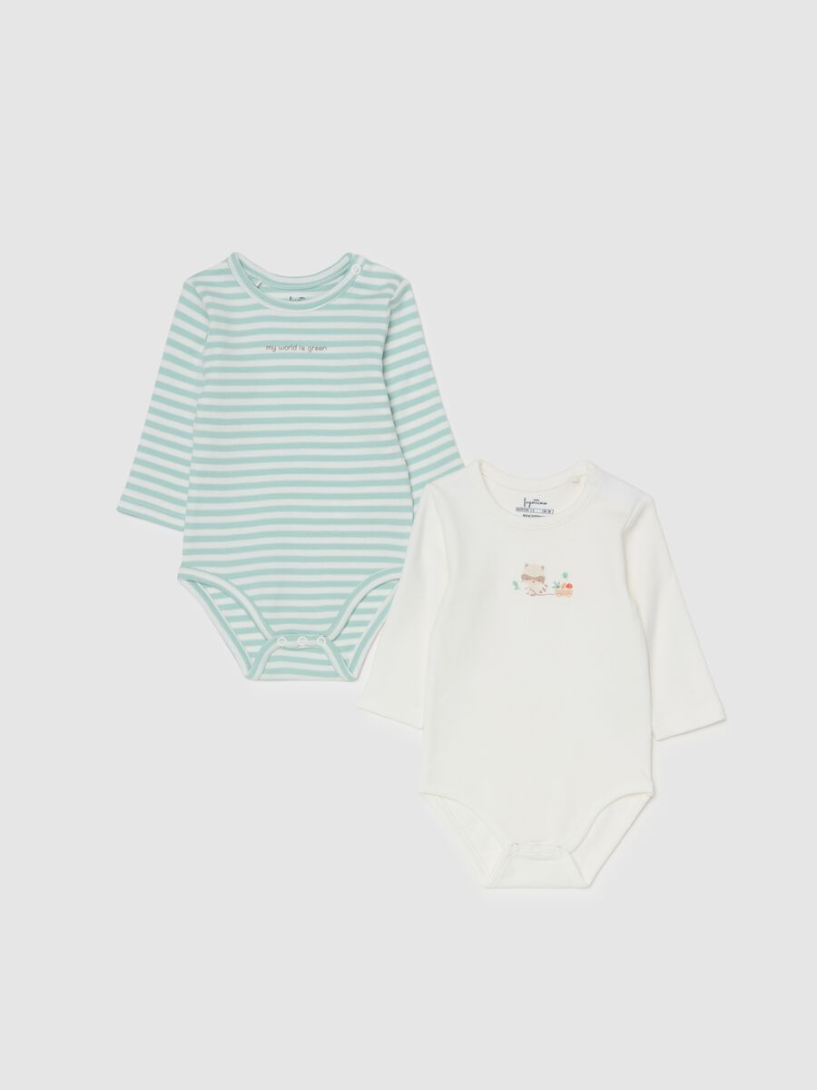 Two-pack long-sleeved bodysuits in organic cotton_0